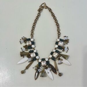 Ann Taylor Gold and White Statement Necklace
